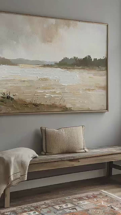 Vintage Lake Landscape Oil painting Rustic Lake Art Painting Vintage Rustic Lake Oil Painting