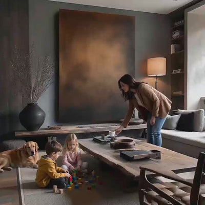 Large Brown And Black Minimalist Abstract Painting Original Black Brown Minimalist Wall Art