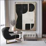 Large Black Abstract Wall Art White And Black Minimalist Painting Contemporary Wall Decor