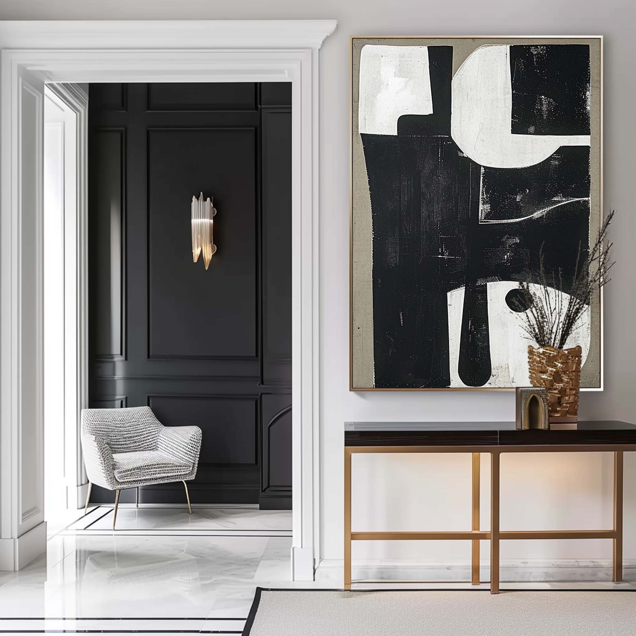 White And Black Minimalist Oil Painting White Wabi Sabi Minimalist Wall Art Beige Wall Art