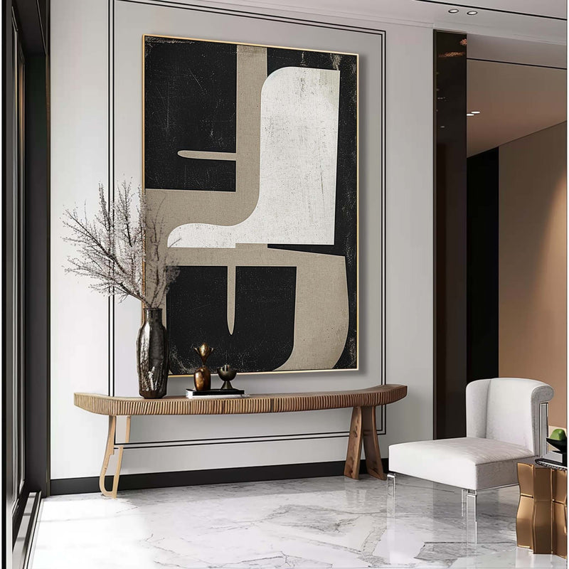 Large Black and White Wall Art  White Minimalist Painting Large Black  Abstract Painting