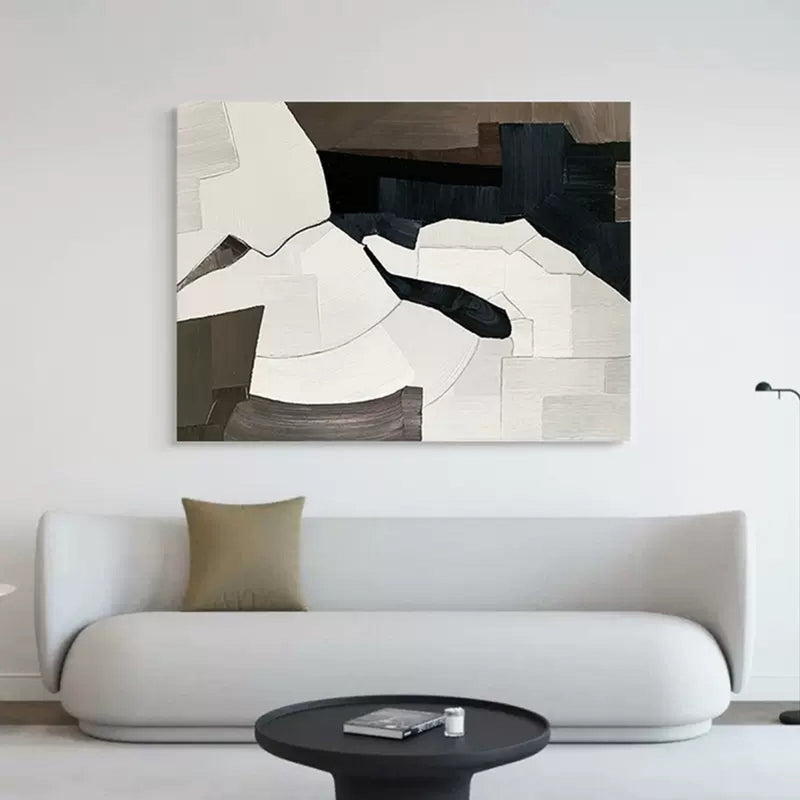 brown minimalist geometric art framed large contemporary minimalist painting texture minimal art