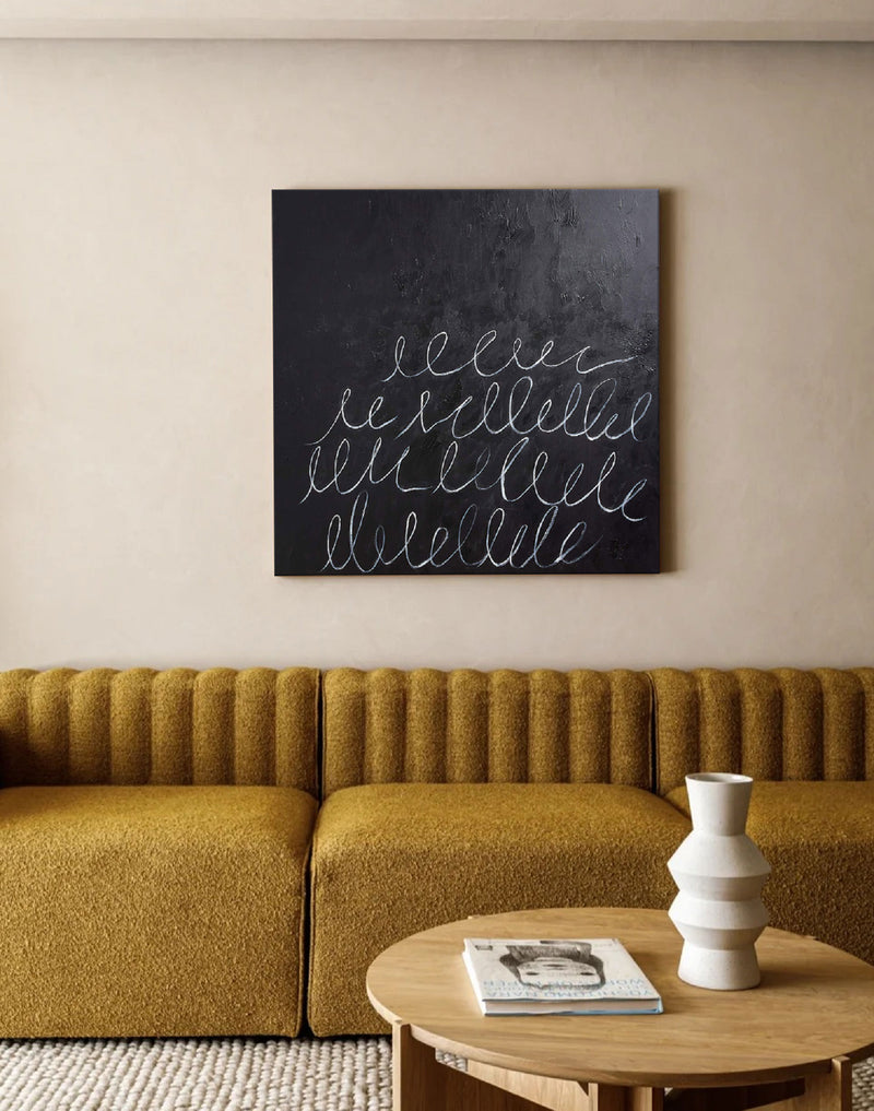 minimalist black and white art framed modern abstract minimalist painting large 