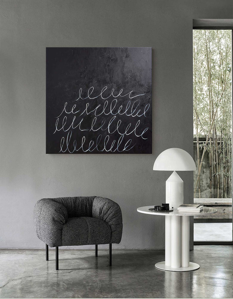 minimalist black and white art framed modern abstract minimalist painting large 