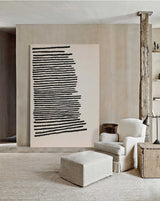 Simple minimalist black and white line art painting modern minimalist abstract art for living room