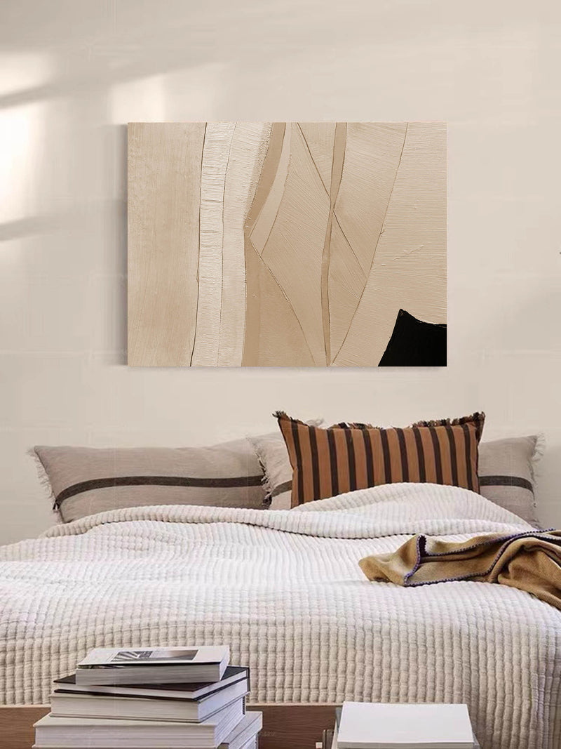 Modern beige minimalist art framed horizontal minimalist art beige minimal acrylic painting