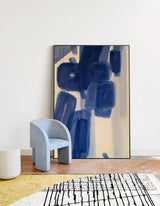 blue abstract minimalist geometric painting contemporary minimalist art for living room