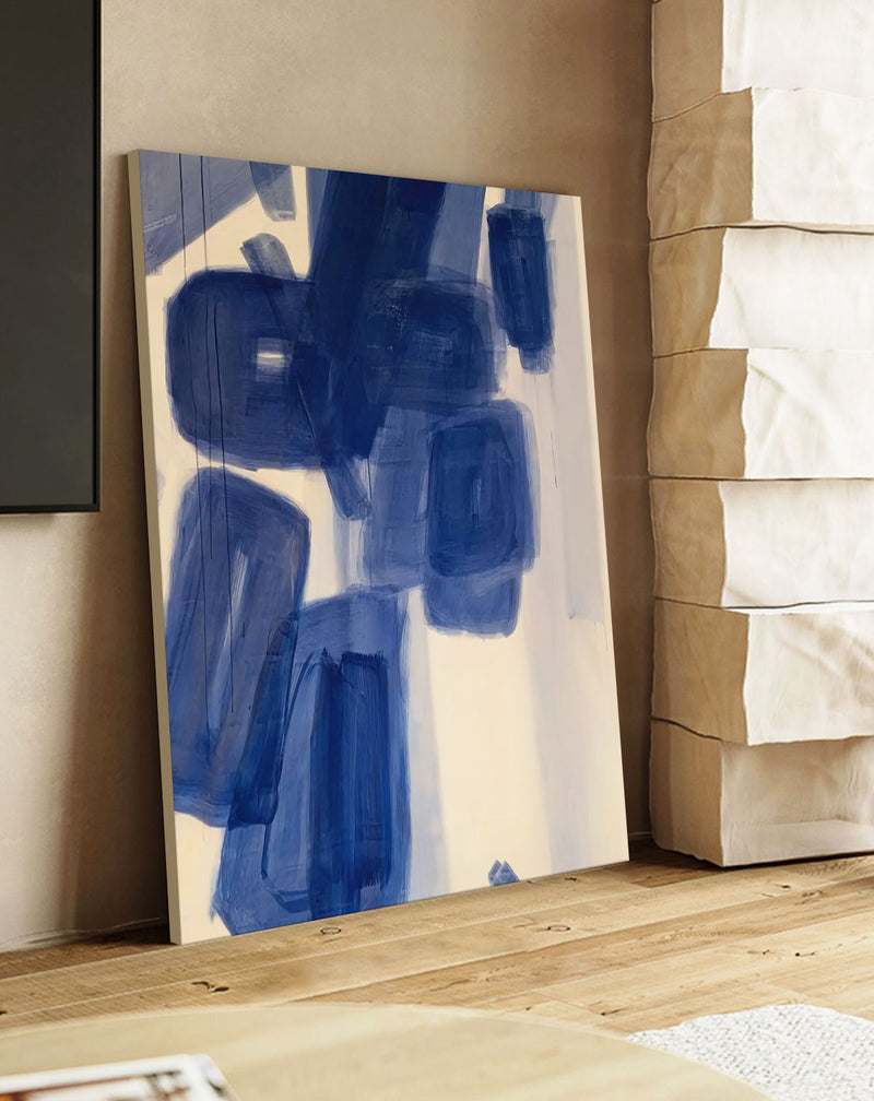 blue abstract minimalist geometric painting contemporary minimalist art for living room