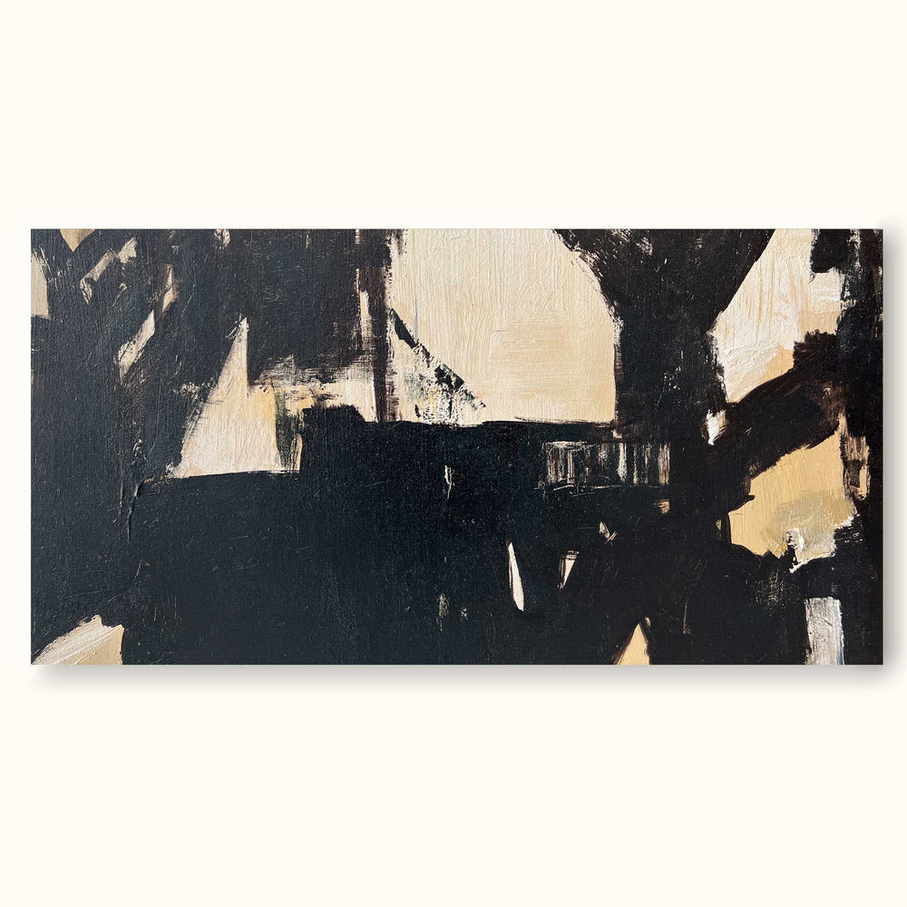 Oversized Black And Beige Modern Minimalist Art Extra Large Abstract ...