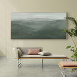 Large green minimalist landscape painting framed minimalist mountain painting minimal landscape art