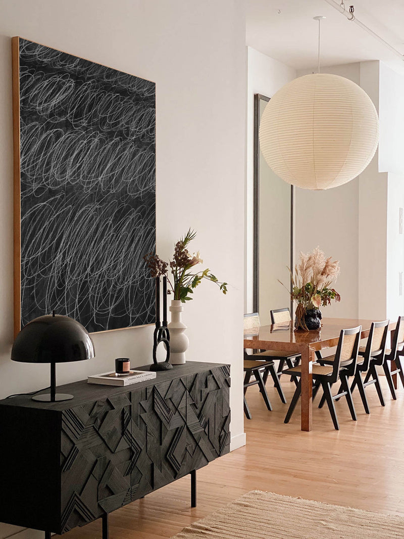 minimalist black and white abstract art modern minimalist line art painting acrylic for living room