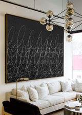 framed large minimalist line wall art black and white minimalist painting on canvas japanese minimalist painting 