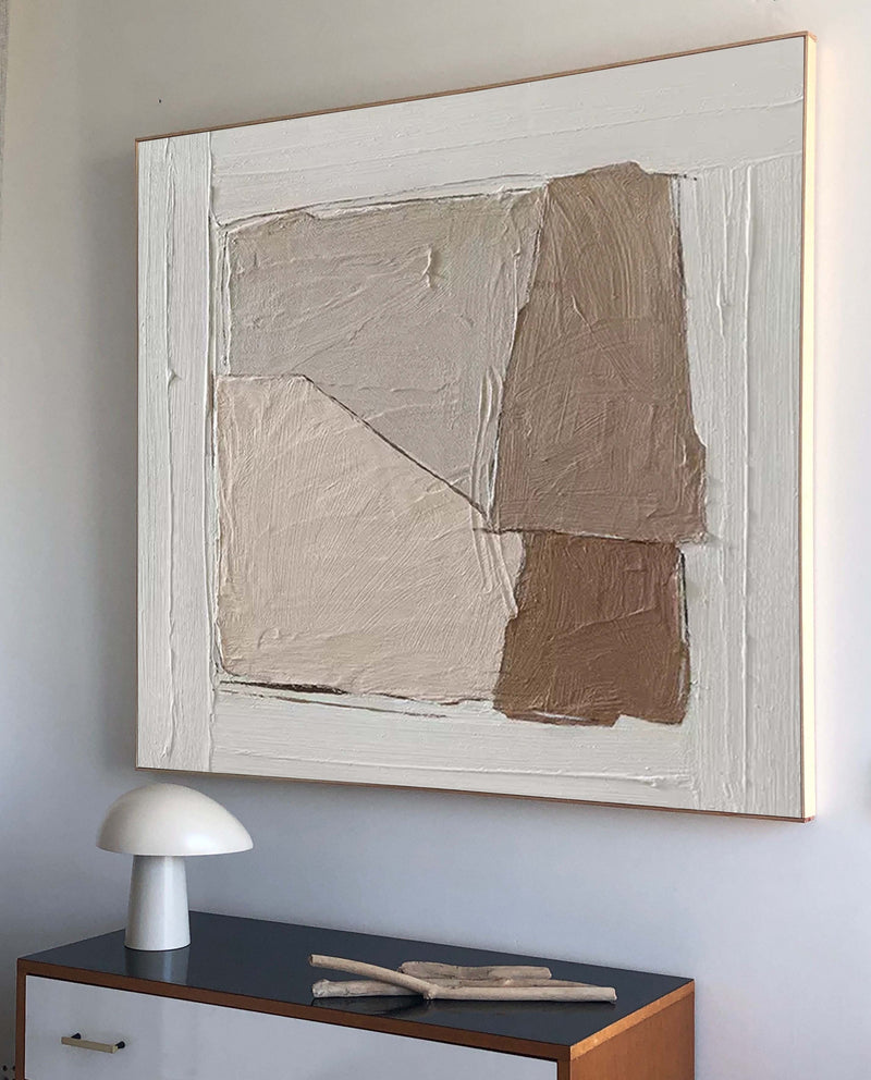 neutral abstract minimalist art textured minimalist geometric painting acrylic for bedroom