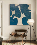 modern abstract minimalist art blue minimalist acrylic painting minimal wall decor