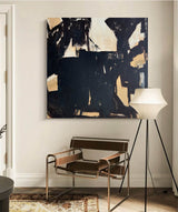 minimalist japanese painting acrylic black and beige minimalist abstract canvas art framed