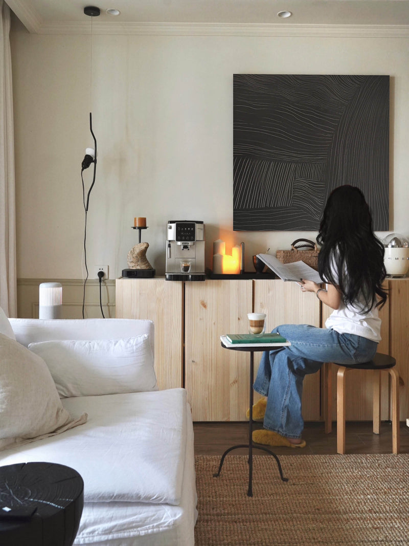 black and white minimalist line art abstract minimalist line painting acrylic large
