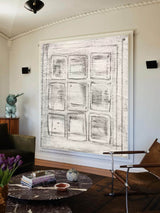 grey and white minimalist geometric abstract painting on canvas for living room