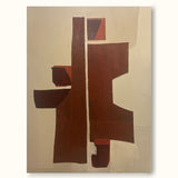 Beige red minimalist geometric art framed japanese minimalist art modern minimalist abstract painting