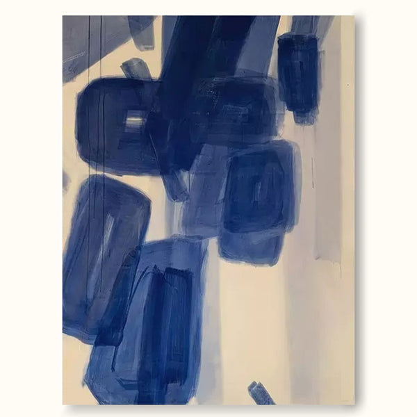 blue abstract minimalist geometric painting contemporary minimalist art for living room