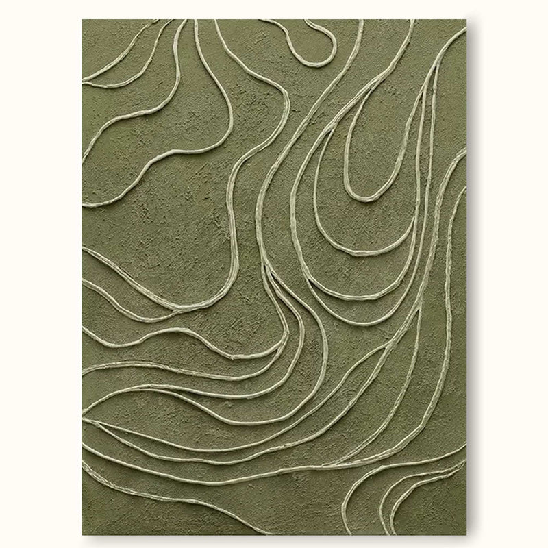 Green Abstract Minimalist Line Art Framed Contemporary Minimalist