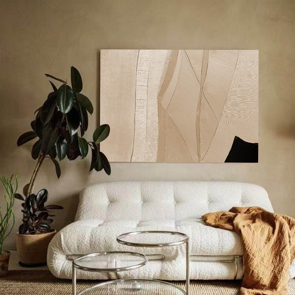 Modern beige minimalist art framed horizontal minimalist art beige minimal acrylic painting