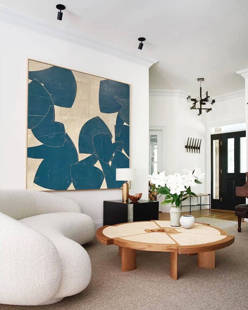 blue minimalist painting minimalist abstract art framed abstract minimal painting for living room
