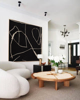 minimalist canvas painting acrylic black and beige modern minimalist wall art framed