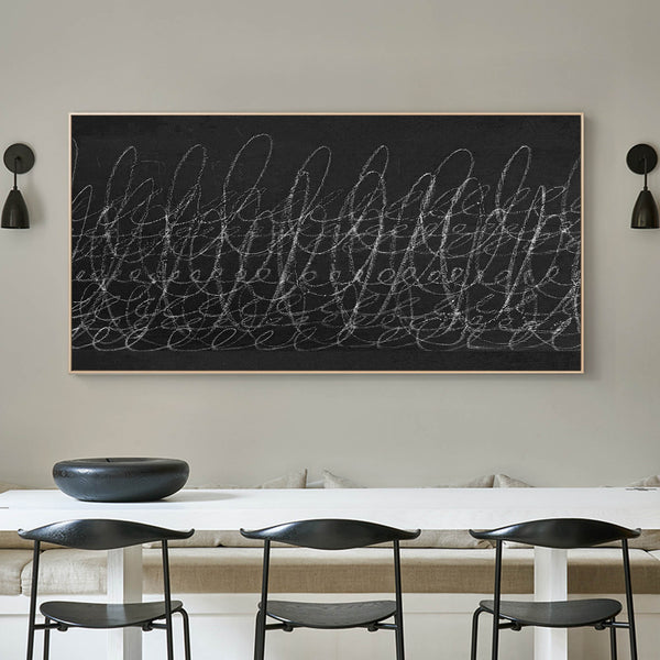 Extra large black and white modern minimal line art oversized contemporary minimalist art simplistic art