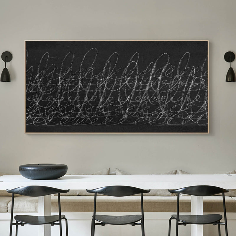 Extra large black and white modern minimal line art oversized contemporary minimalist art simplistic art