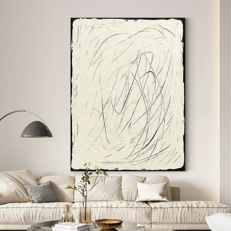 black and white minimalist painting framed large black and white abstract minimalist line canvas art