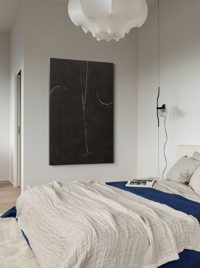 Black and white abstract minimalist line art Japanese minimalist painting contemporary minimalist art