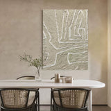 Large white and beige minimalist line art framed texture minimalist modern painting wall decor