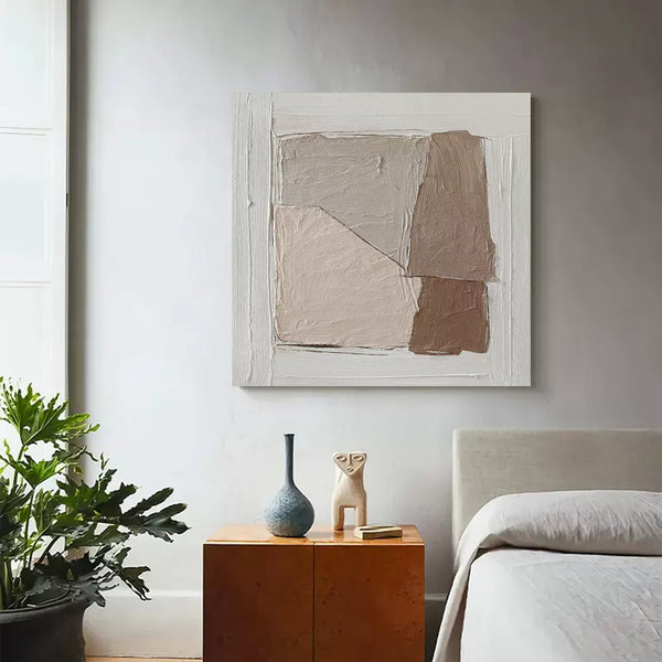 neutral abstract minimalist art textured minimalist geometric painting acrylic for bedroom