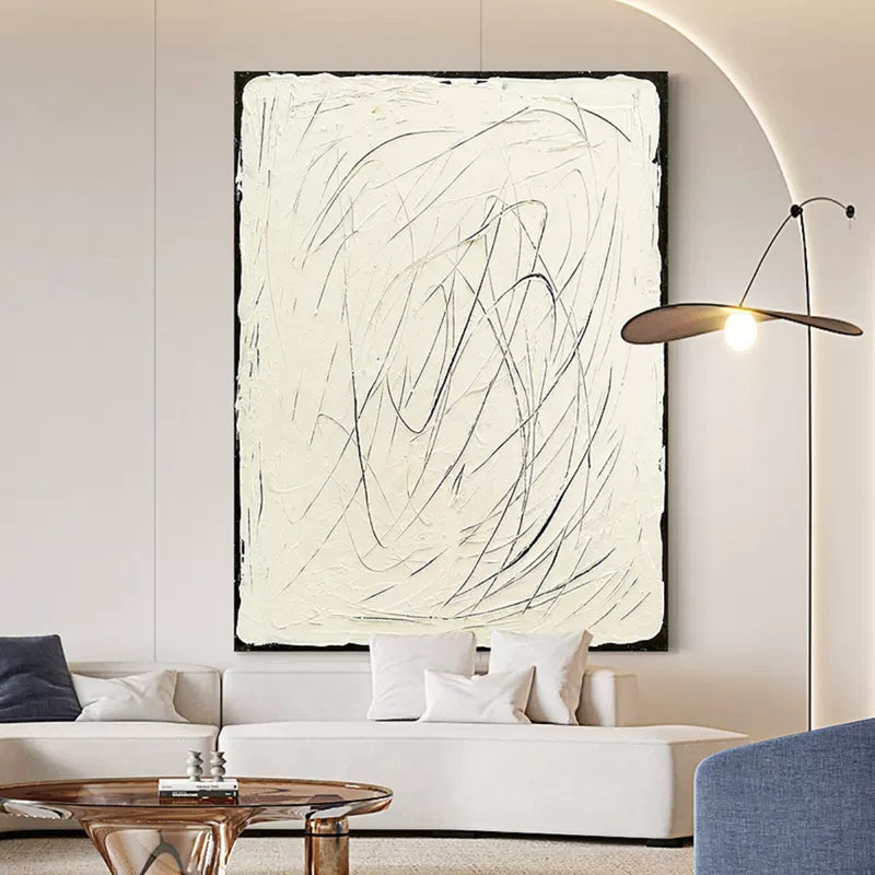 black and white minimalist painting framed large black and white abstract minimalist line canvas art