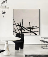 black and white abstract minimalist line art contemporary minimalist painting