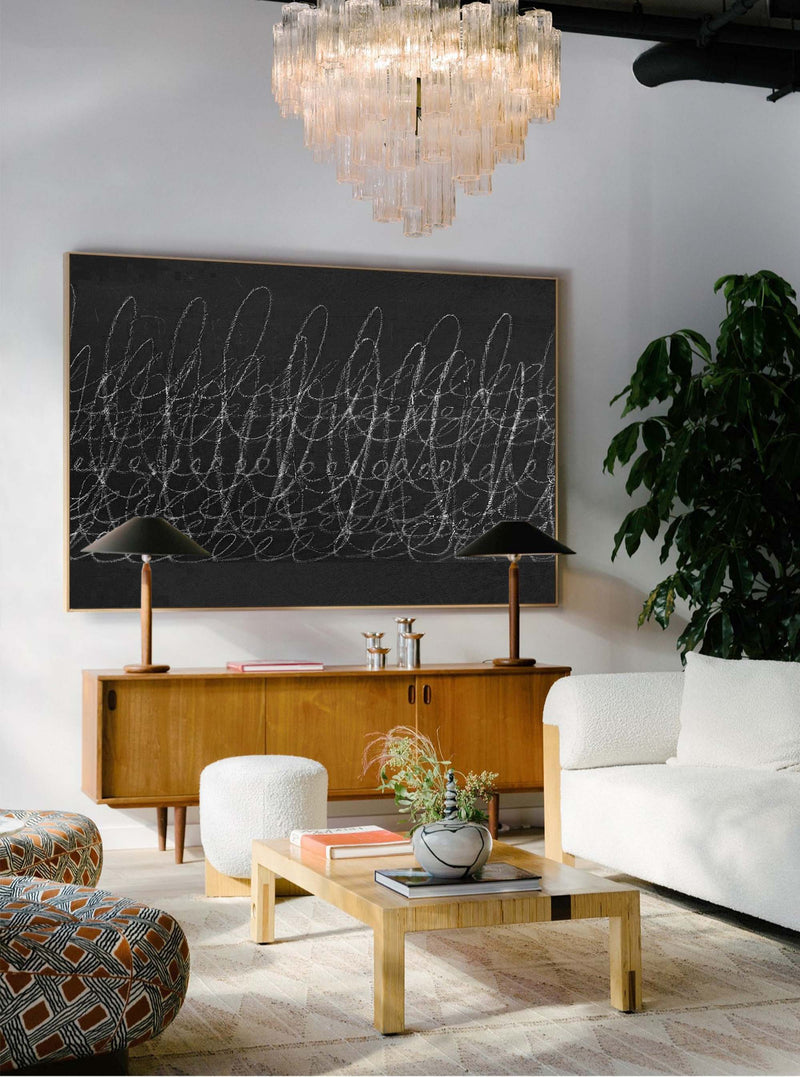 black and white minimalist painting acrylic framed minimal art painting minimal line art