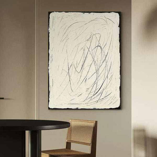 black and white minimalist painting framed large black and white abstract minimalist line canvas art