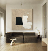 minimalist geometric abstract art contemporary minimalist painting on canvas black white beige