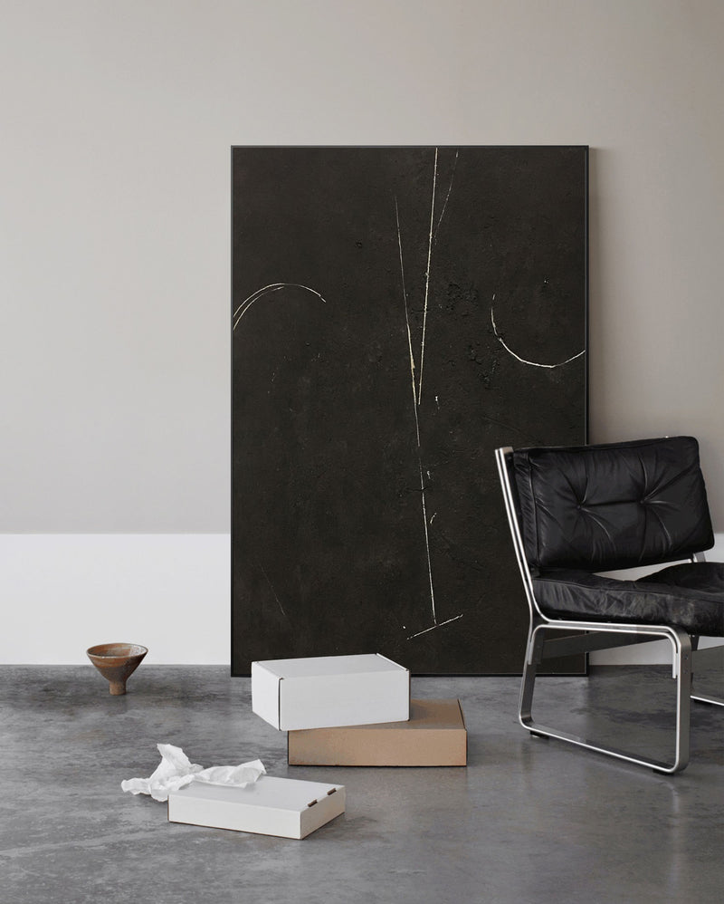 Black and white abstract minimalist line art Japanese minimalist painting contemporary minimalist art