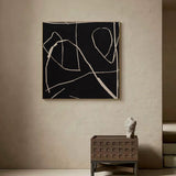 minimalist canvas painting acrylic black and beige modern minimalist wall art framed