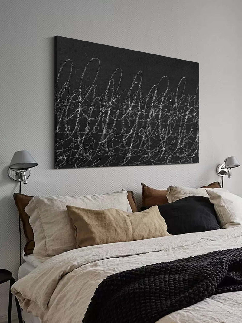 framed large minimalist line wall art black and white minimalist painting on canvas japanese minimalist painting 