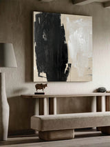 large abstract minimalist painting black white and beige minimal canvas art japanese minimalist painting