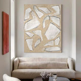 Beige minimalist geometric art framed modern minimalist painting minimalist living room wall art 