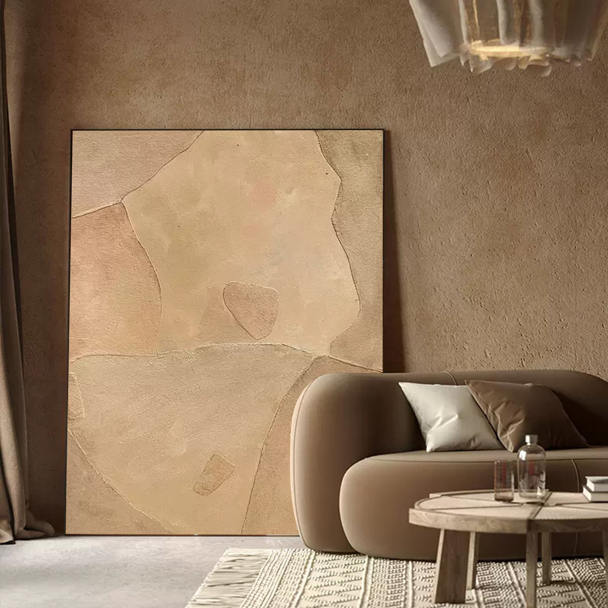 brown minimalist art framed japanese minimalist abstract painting minimal acrylic painting