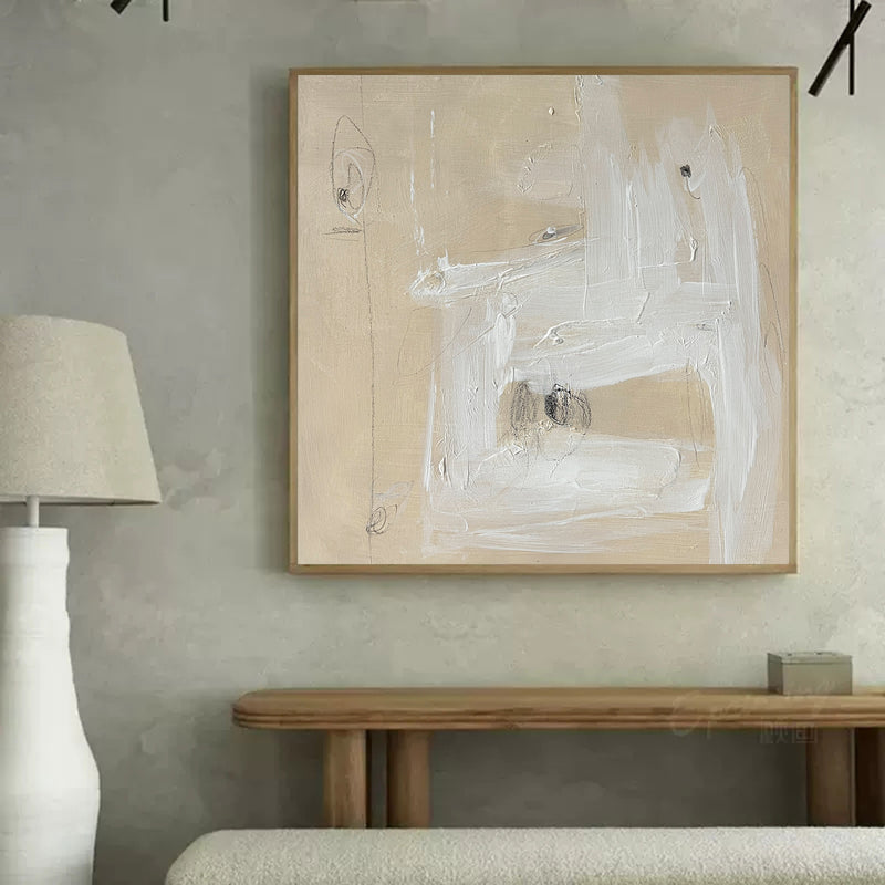 minimal art painting framed beige white minimalist abstract painting minimalist artwork