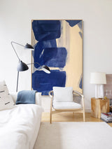 blue abstract minimalist wall painting blue minimalist geometric wall art for living room
