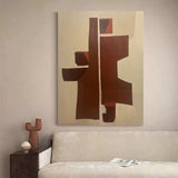 Beige red minimalist geometric art framed japanese minimalist art modern minimalist abstract painting