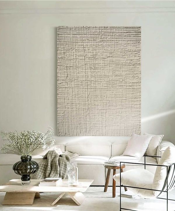 Textured minimalist white painting modern minimalist line art minimal painting for wall