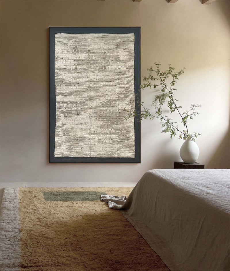 beige and gray texture minimalist painting modern abstract minimal art framed 