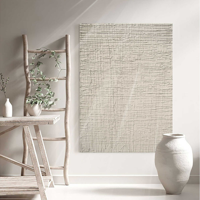 Textured minimalist white painting modern minimalist line art minimal painting for wall